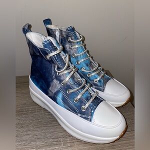 Denim bling platform Sneakers